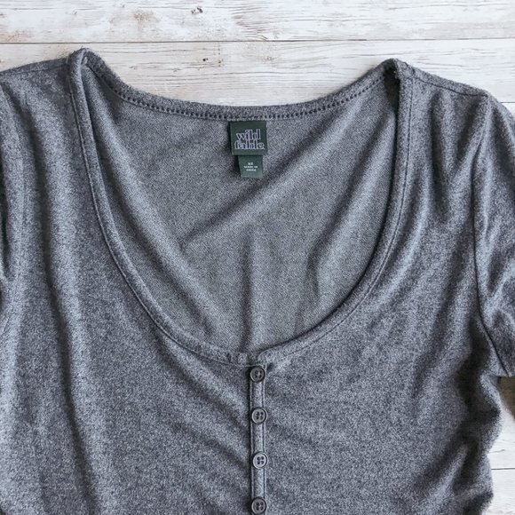 LIKE NEW Wild Fable Grey Long Sleeve Tiered Skirt Babydoll Dress - Picture 6 of 12